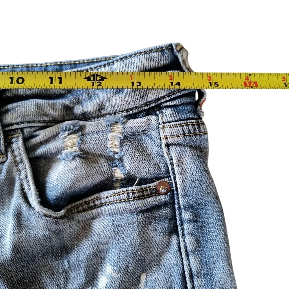 Anthropologie Pilcro Button Fly Faded Blue Denim Shortie Shorts Size 27 - Picture 5 of 11